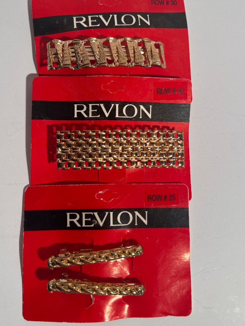 Vintage Revlon Gold Tone Hair Clips & Barrettes – 3 Sets NOS